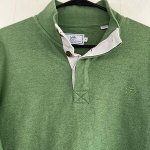 Southern Tide Green Mock Neck 1/4 Buttons Pullover Top Size Medium